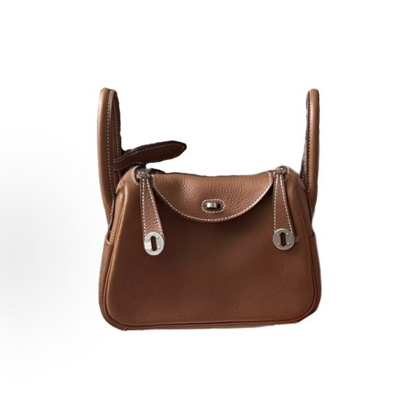 HERMES Lindy 19 Silver clasp Handbag 19 Women\'s gold Brown